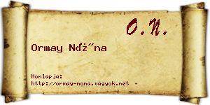 Ormay Nóna névjegykártya